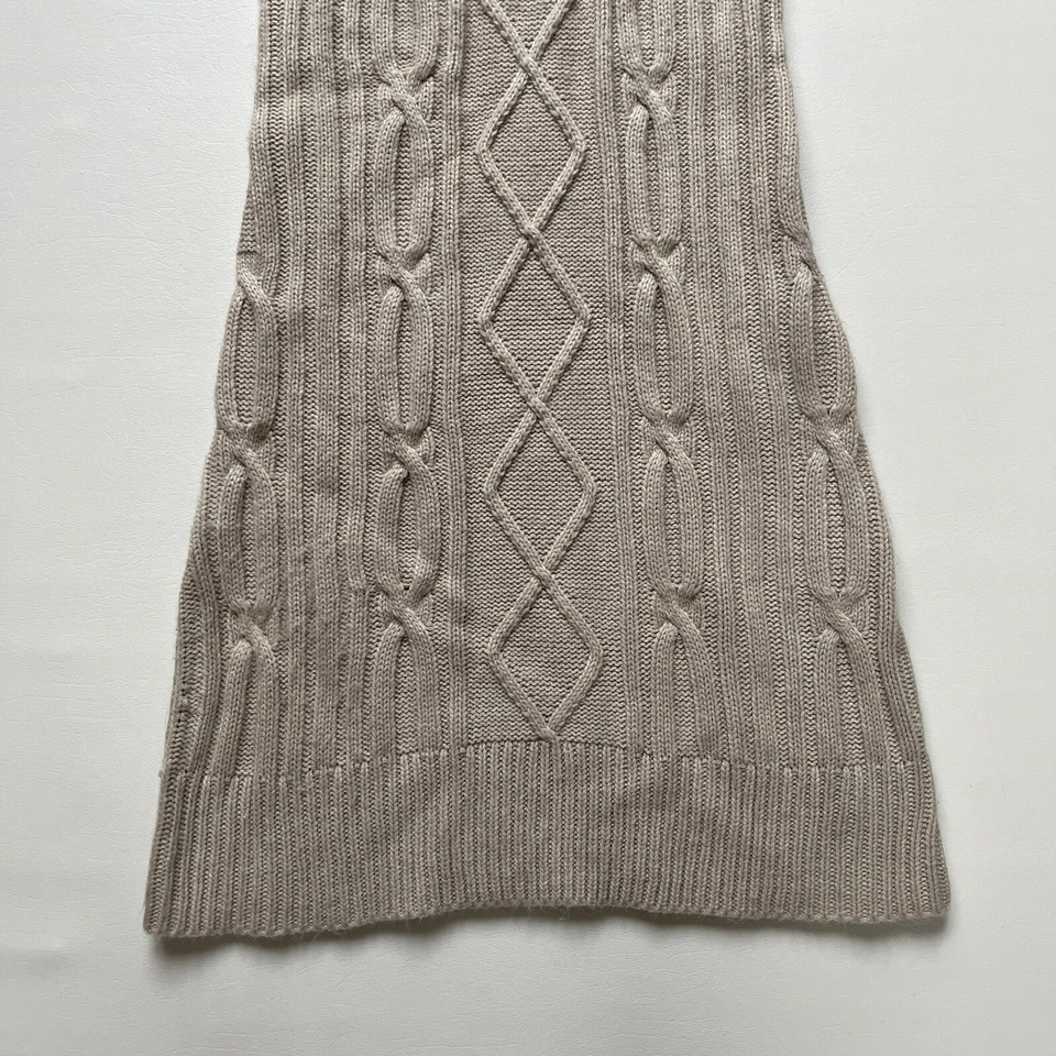 Vestido Suéter Cuello Capucha Tejido Cable - Jessica Simpson Manga Corta Beige XS Foto 3 de 4