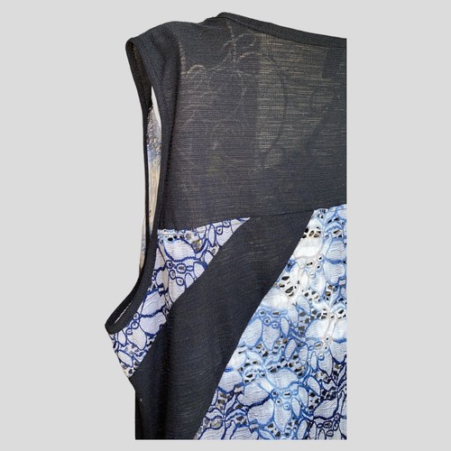 TS Taking Shape Tunic Dress Womens Size S Blue Floral Lace Crochet Sleeveless - Picture 5 of 10