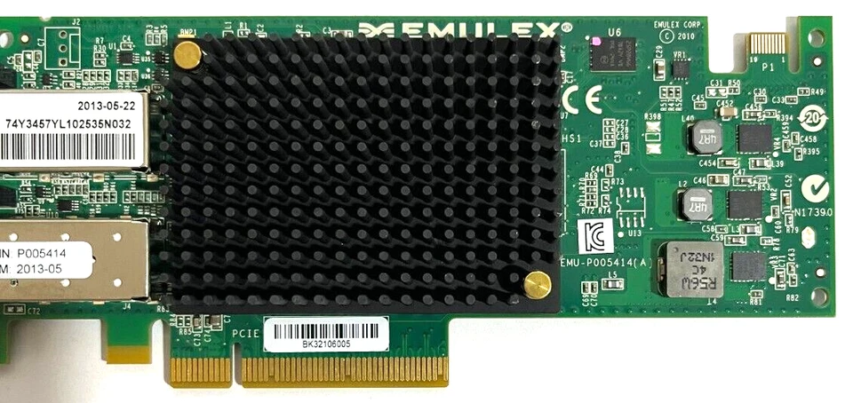 Emulex Dual Port 10GB 10GBe SFP+ Ethernet Card PCI-e P005414 w/ 2x 10Gb SFPs - Image 2 of 4