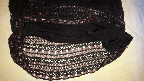Karen Millen Black Crochet Embroidered Sequin Occasion Midi Skirt KM 2 UK 8-10π - Picture 12 of 12
