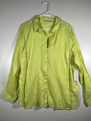 Kim Rogers career neo green linin buttom up shirt plus 1X