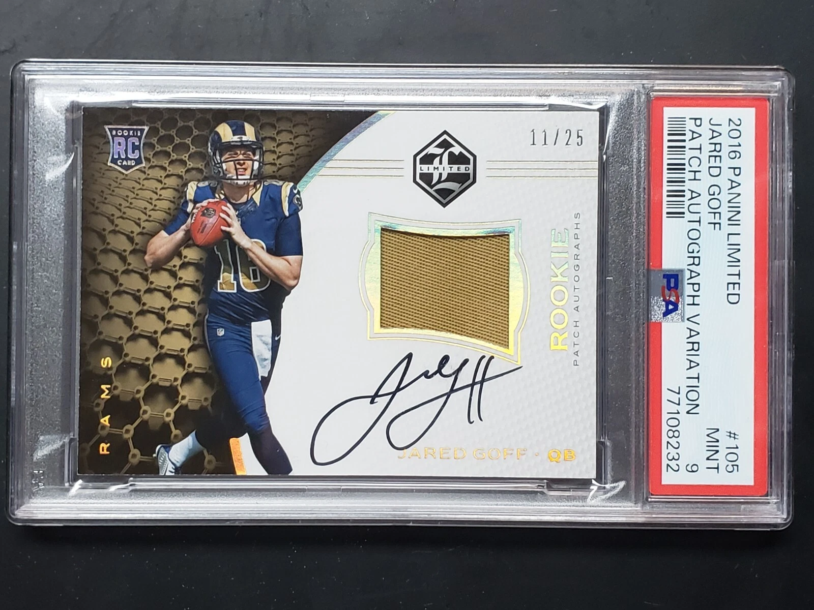 Jared Goff Panini Limited #105 Patch Autograph Variation