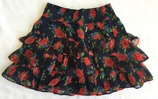 Abercrombie Kids Navy Blue Floral Tiered Ruffle Flounce Skirt Sz S