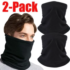 2Pack Winter Fleece Ski Neck Warmer Gaiter Tube Scarf Face Mask for Cold Weather