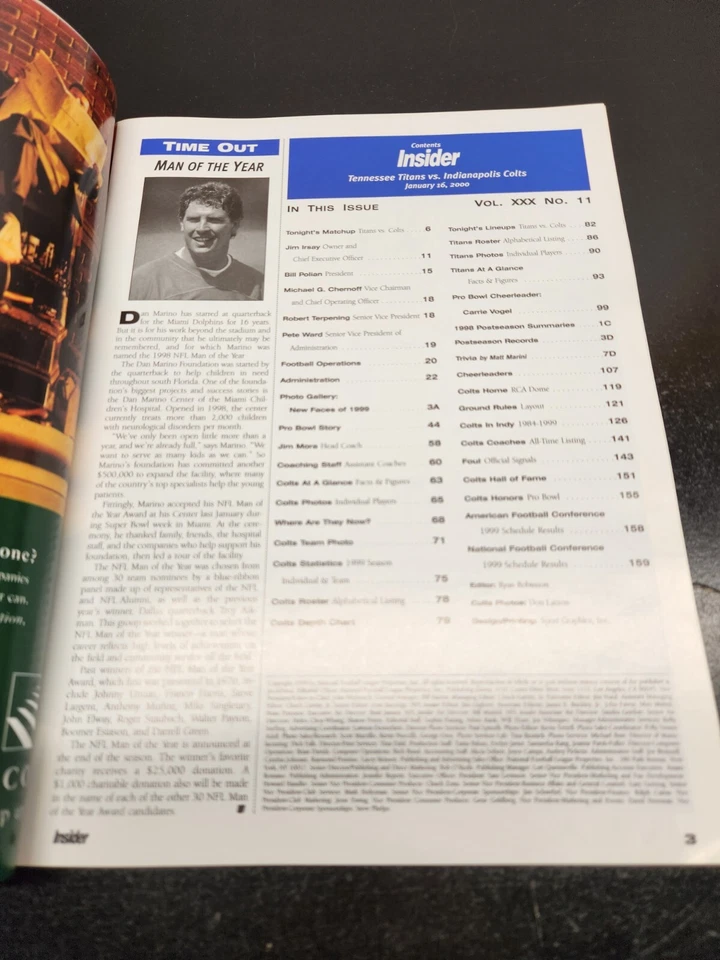 Indianapolis Colts Vs. Tennessee Titans Insider Souvenir Program January 16,2000 - Image 4 of 4