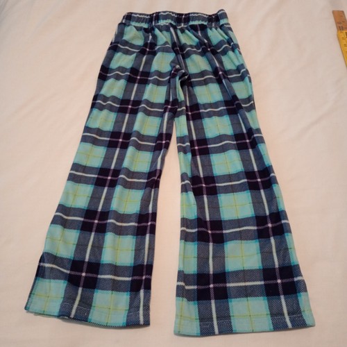 Justice Girls Pajama Pants Size M 10 Blue Plaid Flame Resistant Fleece Plush EUC - Picture 3 of 13