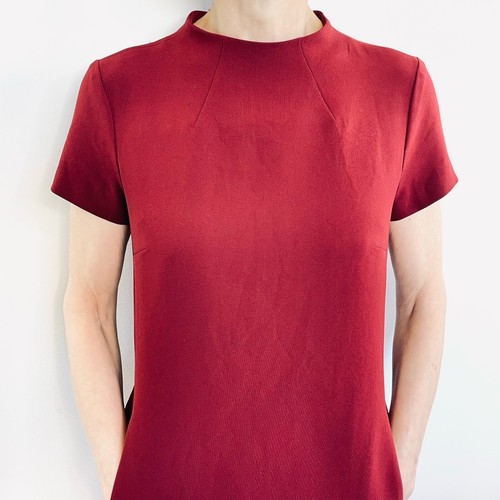 Theory Size 4 (8) Deep Red Jasneah Admiral Crepe Mini Dress Designer Made In USA - Picture 6 of 24