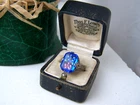 GORGEOUS VINTAGE MODERNIST SOLID STERLING SILVER MURANO GLASS RING SIZE L 5.5
