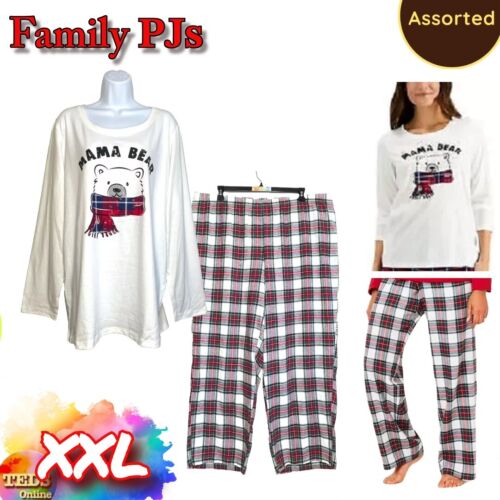 NWT Family Pajamas XXL Bear Top & Cotton Plaid Pants Set 100156000MS Assorted