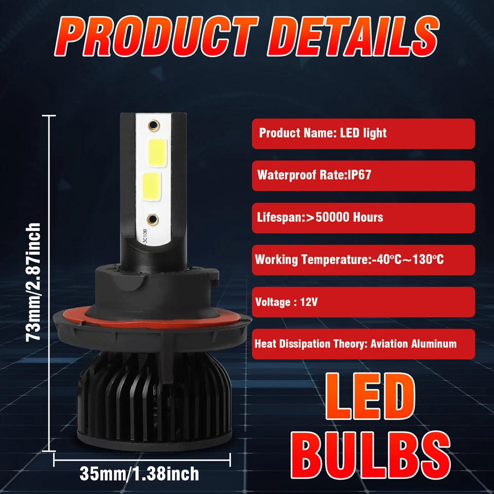 Lâmpadas de LED altas/baixas para faróis Nissan NV200 Van 4 portas 2.0L 2013-2021 9008/H13 - Imagem 4 de 4
