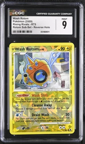 CGC 9 MINT Wash Rotom RT5 Rising Rivals Sub-set Reverse Holo Pokemon Card