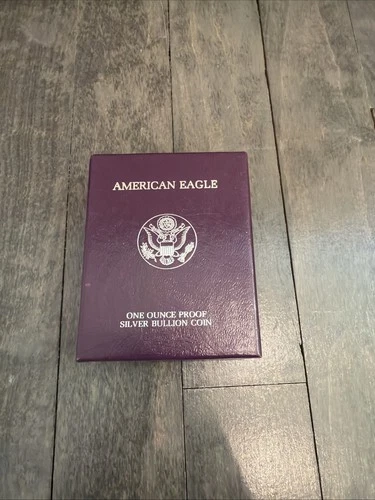 1989-S American Silver Eagle Proof 1 Troy oz .999 Fine Silver Coin in box w/COA