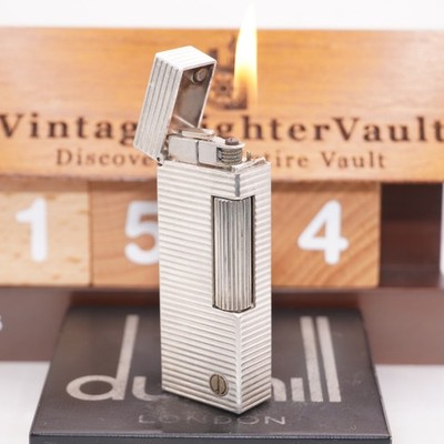 Dunhill Lighter Silver Horizontal stripe_Ultrasonically Cleaned_Working