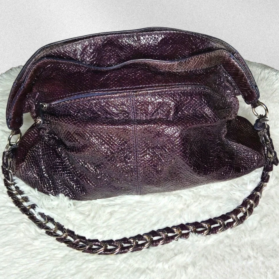 Bolso de Hombro Gianni Bini Grande Hobo Imitación Piel de Serpiente Púrpura Y2k Años 2000 ¡EXCELENTE ESTADO USADO!! Foto 2 de 4
