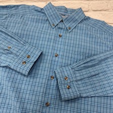 Ariat Pro Series Blue Plaid Western Work Shirt Long Sleeve Button Up Mens Sz L