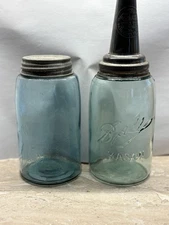 BLUE - Antique Fruit Jar Mason Patent  Light Cornflower 1858 Jar Canning Jar