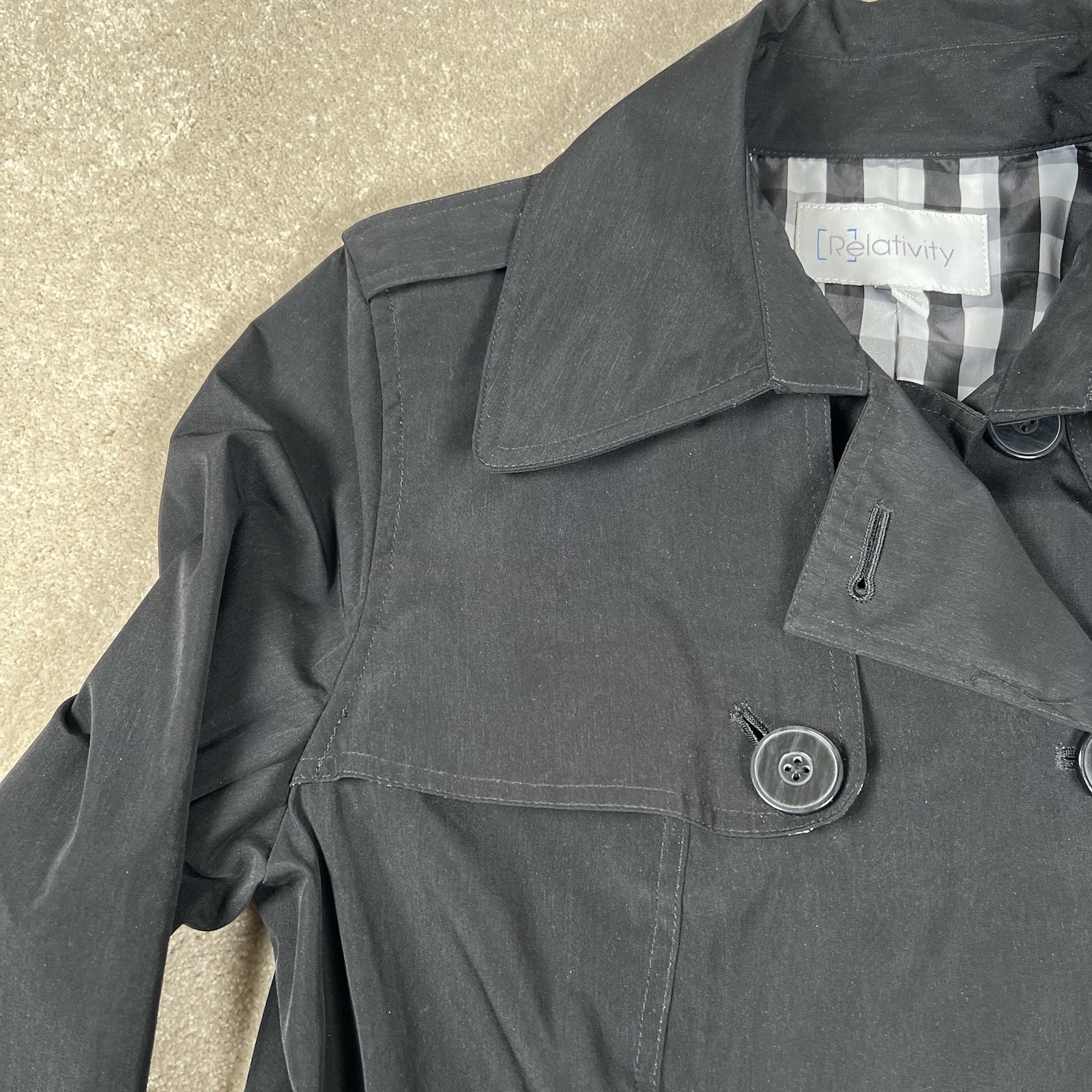 Relativity Jacket Black Button Front Collared Pol… - image 3