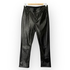 Gap High Rise Faux-Leather Vintage Slim Pants Size 10 / 30R Black Vegan