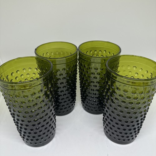 "Juego de 4 vasos para beber aguacate vidrio verde Hobnail 5,5"" de alto 14 oz sin marca" - Imagen 17 de 17