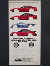 1986 PRINT AD BBS Wheels "Which Fine Automobile?" Porsche 962, Carrera 911