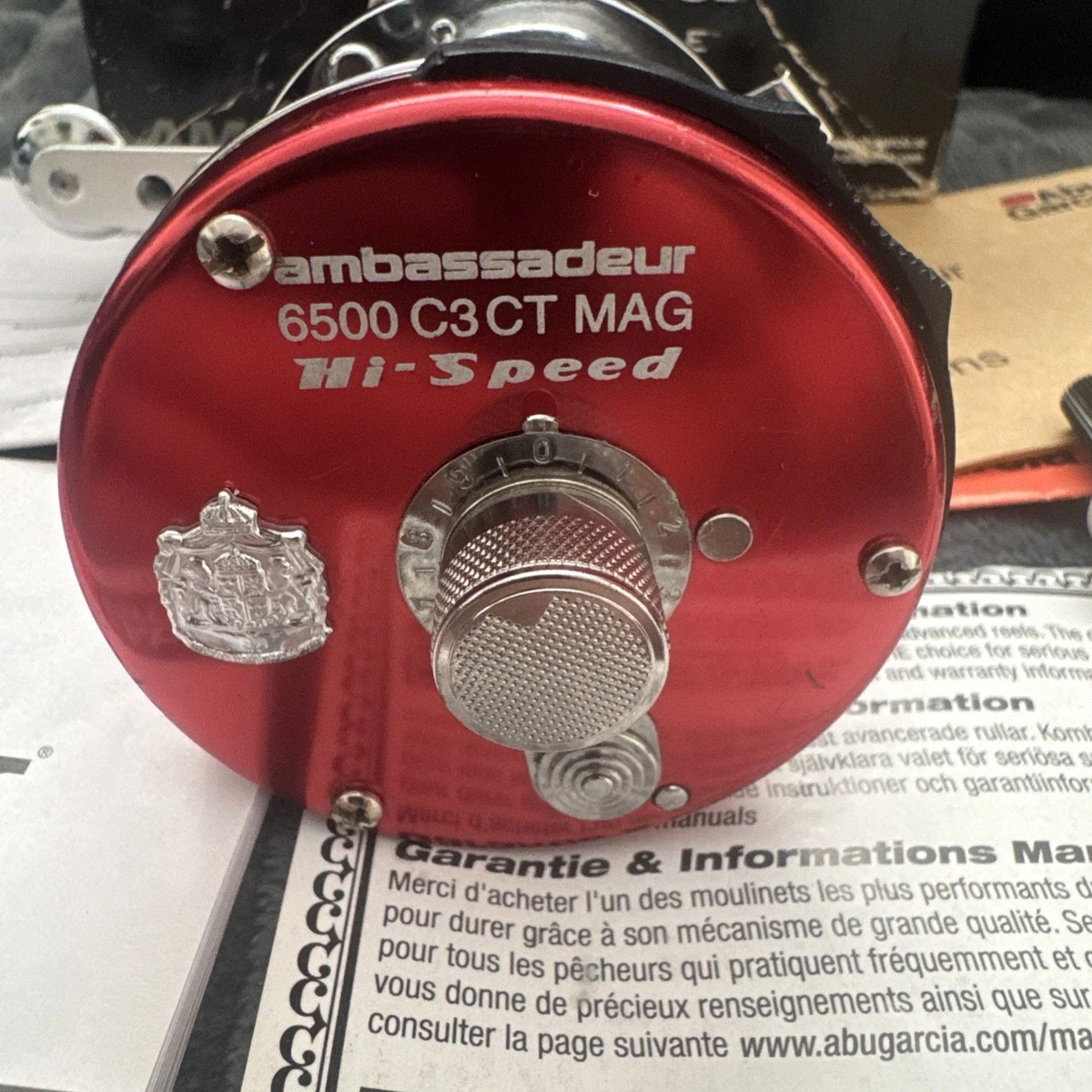 abu garcia ambassadeur 6500 c3 ct mag hi speed Round Reel hand (01) retrieves. abu 6500 hi speed products