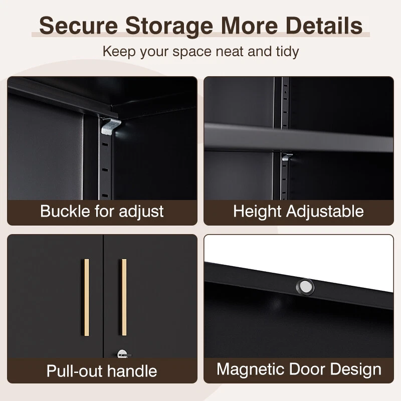 Metal Storage Cabinet with long handle ,71 Garage Storage Cabinet with Lock - Image 4 of 4