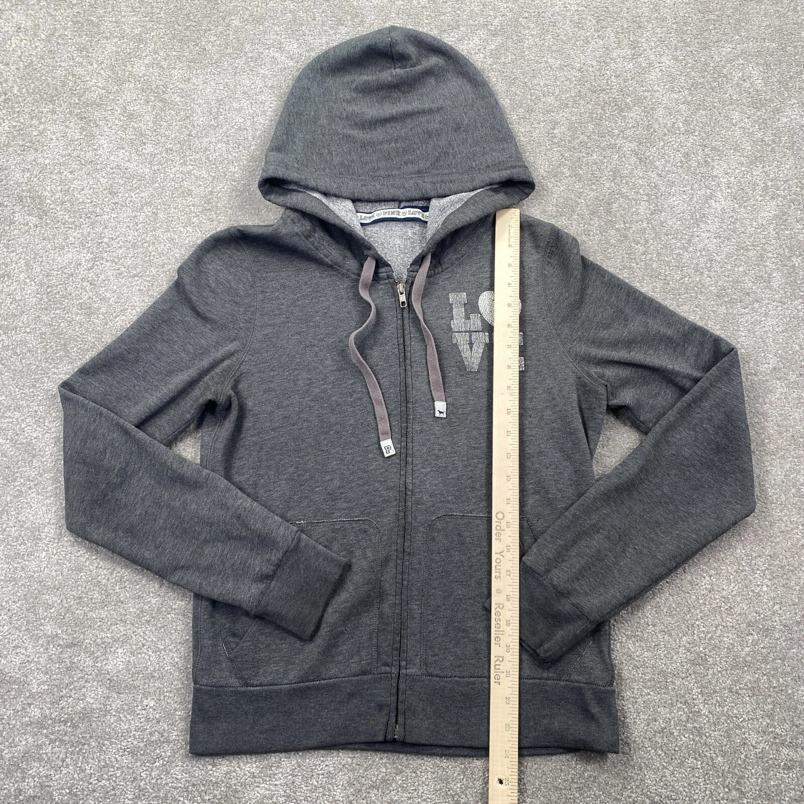 UNDERCOVER Felpa con cappuccio e zip intera Victoria's Secret Pink Love da donna taglia S grigio antracite