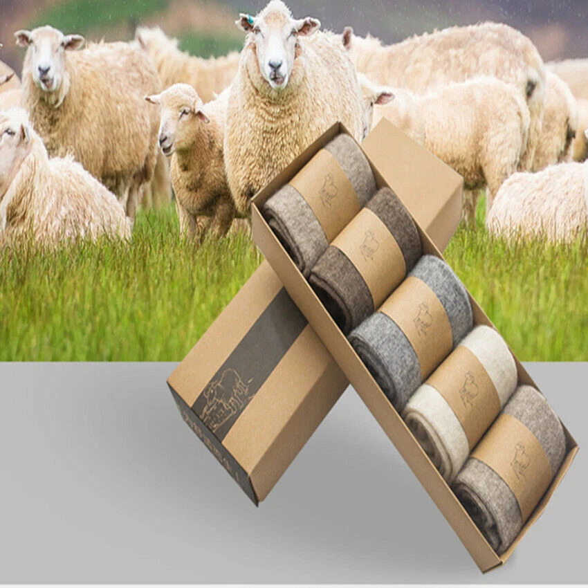 New 5 pairs Mongolia Pure Cashmere Wool Men Men Unisex Socks Crew Mid-calf - Image 4 of 4