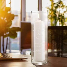 Personalised Memorial Glass Vase Candle Holder - Cylinder 10D x 30cmH