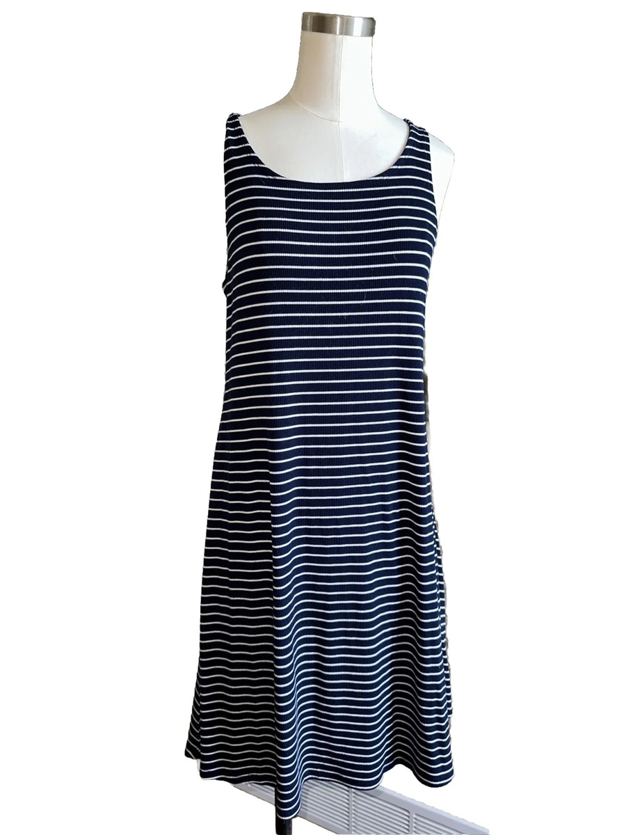 MAURICES NAVY BLUE STRIPED SLEEVELESS TANK SUMMER DRESS SIZE M MAURICES NAVY BLUE STRIPED SLEEVELESS TANK SUMMER DRESS SIZE M