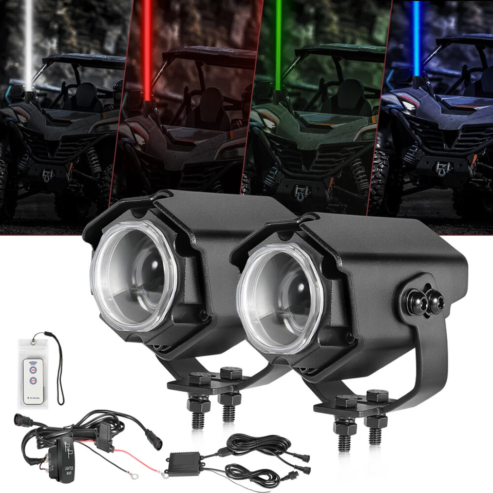 Sky Tracer Spot Beam 2x RGBW láser látigo vainas de luz todoterreno con control remoto ATV UTV RZR Foto 3 de 4