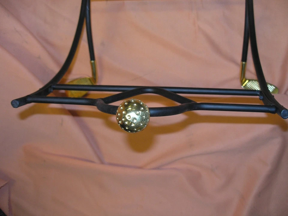 Uniflame Black Solid Brass Accents Golf Balls & Iron's Feet Log Basket W-9699  - Image 4 of 4