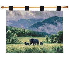 BEAR FAMILY TAPESTRY WALL HANGING - 26" X 36"