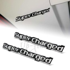 2pcs Universal Silver Supercharged Aluminum Adhesive Sticker Decal Emblem Badge