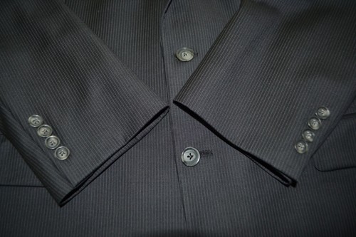 Joseph Abboud Men Black Super 120s Striped 2 Front Button Suit Sz 42R Wst 36x30 - Picture 9 of 20