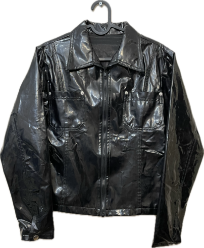Chaqueta de cuero PU sin marca vinilo negro vintage bolsillos motociclista corta talla 10 - Imagen 1 de 13