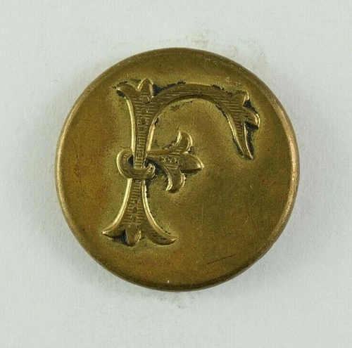 Vintage Letter F Seal Crest Button Original E8AT