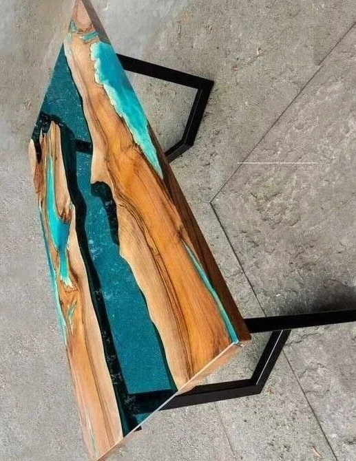 Custom Epoxy Wood Table Handmade Resin Coffee Table for Outdoor Garden Furniture - Image 4 of 4