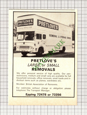 C7999) Pretlove's Removals Essex Werbung - 1976 Zuschnitt