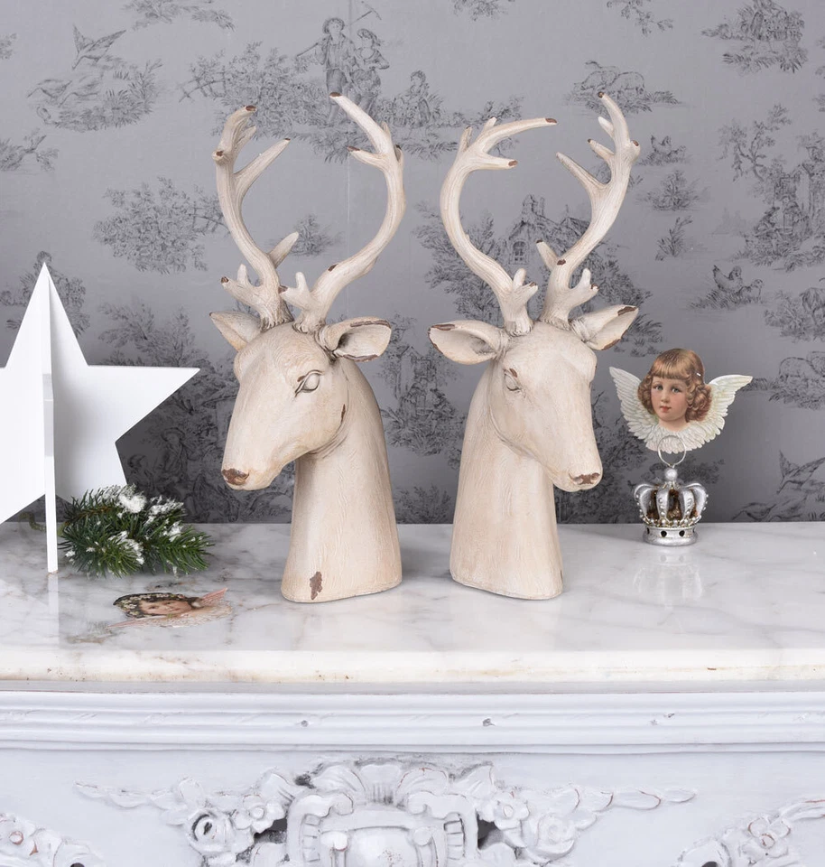 Buchstützen Hirsch Hirschfigur 2er Set Hirschgeweih Buchständer Hirschkopf Antik - Bild 4 von 4