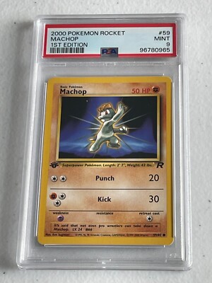 First Edition Machop MINT CONDITION Machop 1ST EDITION! PSA 9! 2000 Pokémon TCG Team Rocket ...