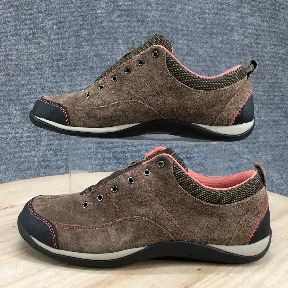 LL Bean Shoes Womens 8.5 M Beansprout Sporty Lace Up Low Sneakers Brown Suede - Image 2 of 4