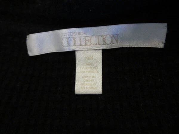 Cárdigan Nordstrom Collection 100 % cachemir cortina abierta negro blanco pequeño mediano Foto 4 de 4