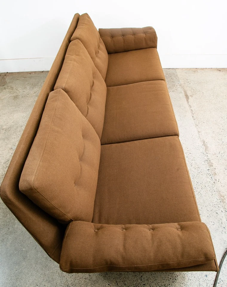 Sofá moderno danés Mid Century de teca Ryesburg Mobler marrón acolchado vintage 3 asientos Foto 3 de 4