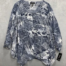 Style & Co Size 1X Blue and White Sequin Top