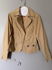 Old Navy Beige Cotton Button Pockets Short Blazer Jacket Women's Size S