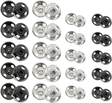 Sewing Snaps,120 Sets 8 Mm and 10 Mm,Black and Silver, Sew-On Snap Buttons Metal