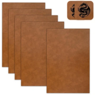 GRLITRA 5 Pack Laserable Leatherette Sheet Faux Leather Laser Engraving Leather Blank...