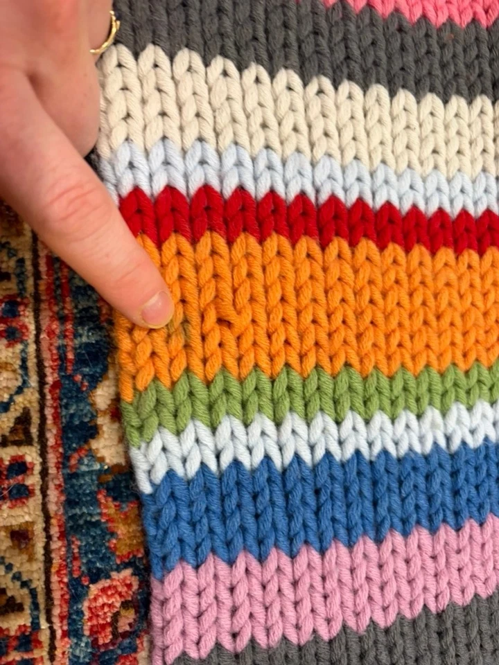 Bufanda tejida gruesa a rayas arco iris GAP Y2K retro vintage mezcla de lana vacaciones 2000 Foto 2 de 4