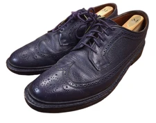 Florsheim Duckie Brown Purple Pebble Grain Leather Wingtip Oxfords Shoes 9.5 D